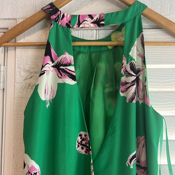 Jcrew Floral shift dress open back high neck green size 00 - Picture 4 of 6